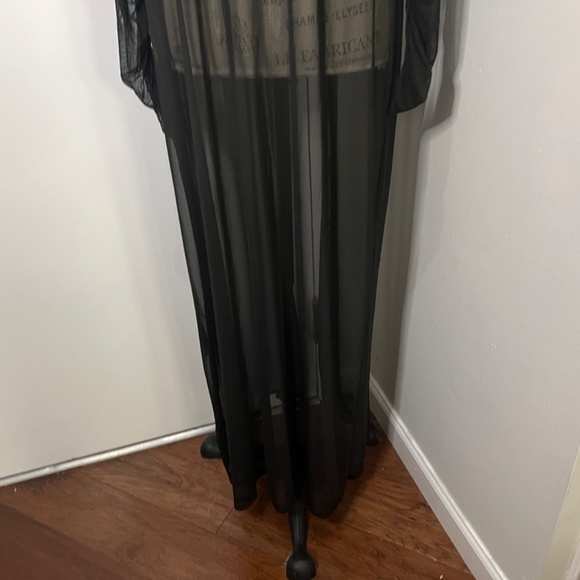 'CURLY GIRL' Sexy Black Sheer Long Sleeve Maxi Cardigan See Through Mesh Size 2X - Picture 7 of 11